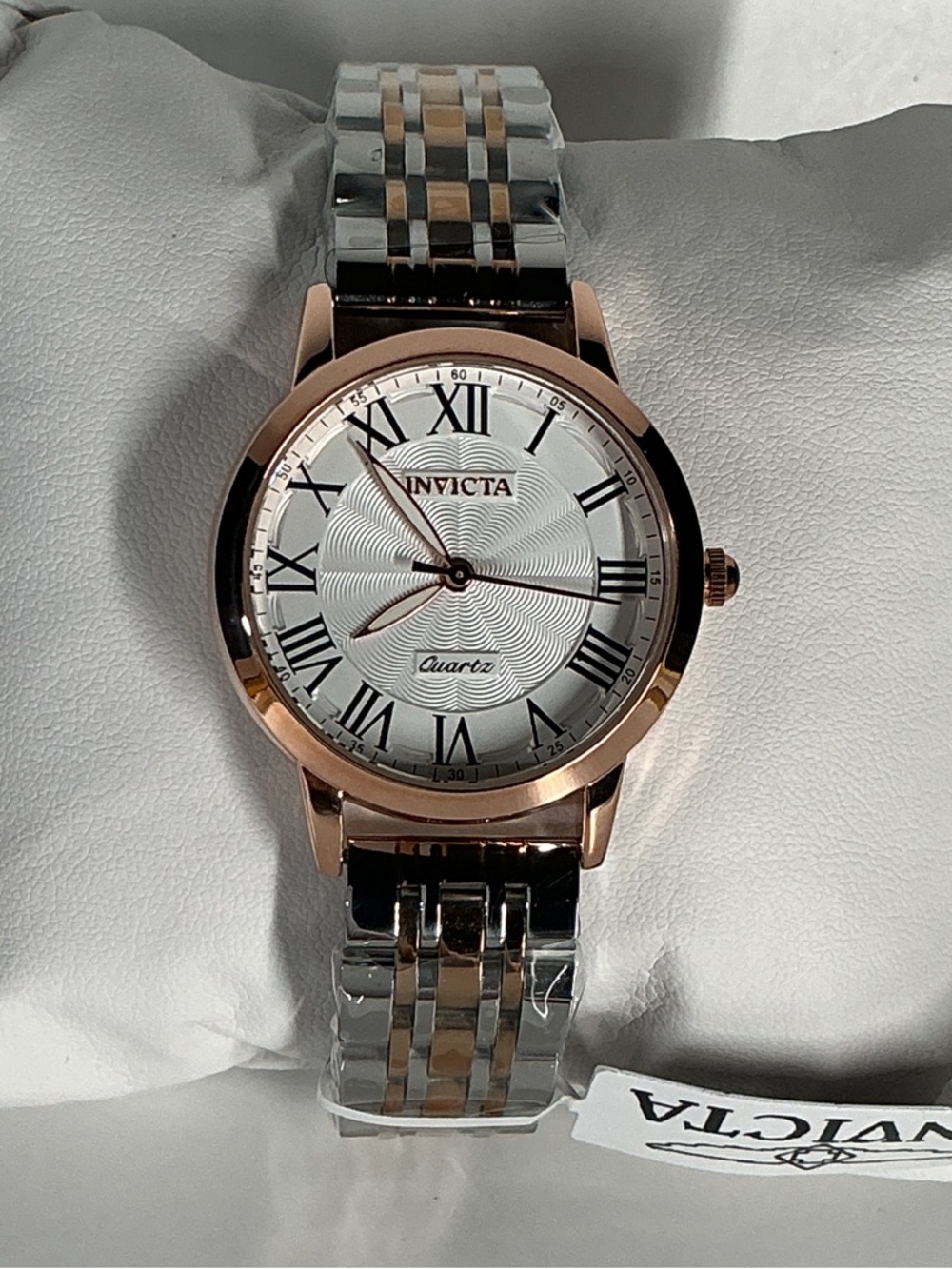 Invicta Two-Tone Rose Gold and Silver Women's Dress Watch with White Dial 69312